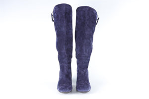 ROGER VIVIER BLUE SUEDE KNEE HIGH BOOTS EU 38 UK 5 US 8