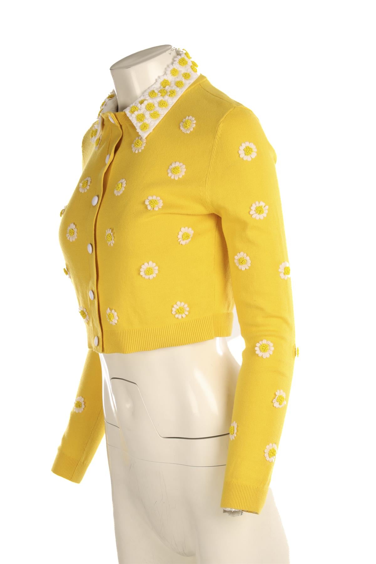 ALICE + OLIVIA YELLOW COTTON CARDIGAN SMALL