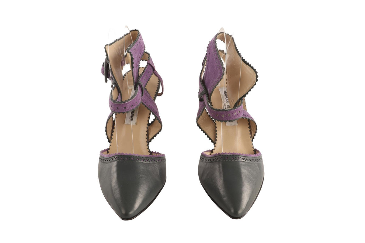 MANOLO BLAHNIK GREY LEATHER PUMPS EU 40 UK 7 US 10