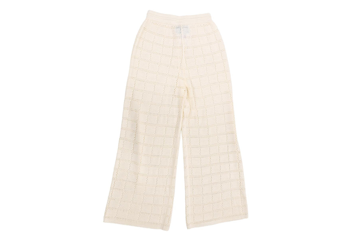 CALLE DEL MAR CREAM KNIT WIDE LEG PANTS SMALL