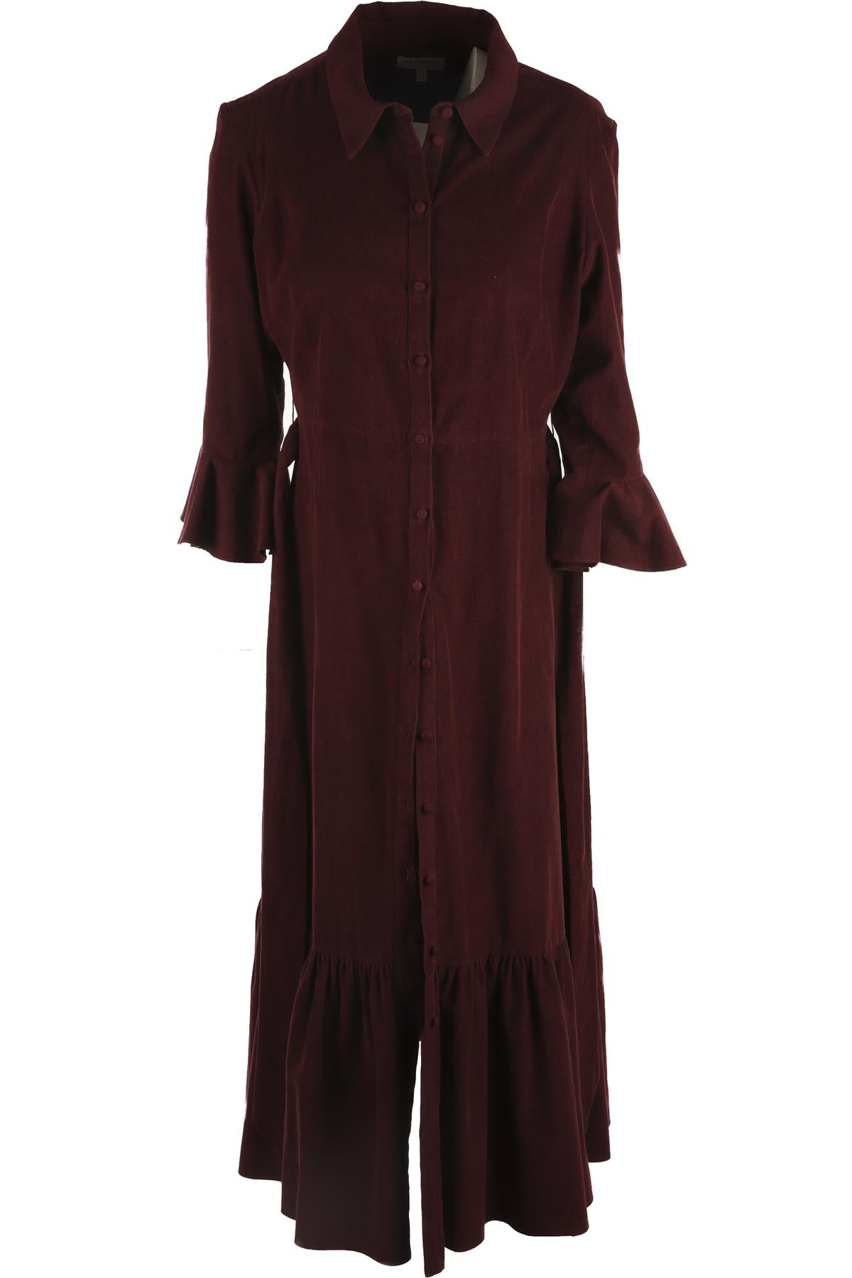 BEULAH BURGUNDY COTTON MAXI DRESS UK 14