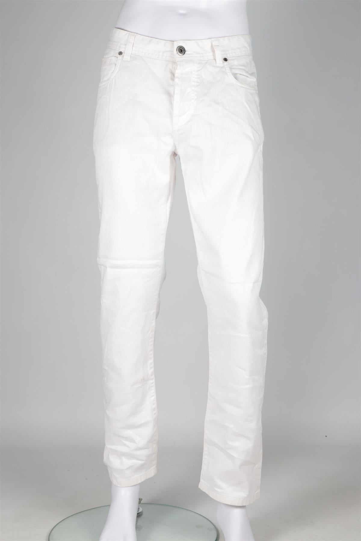 LORO PIANA WHITE MEN'S COTTON STRAIGHT LEG JEANS UK/US W34