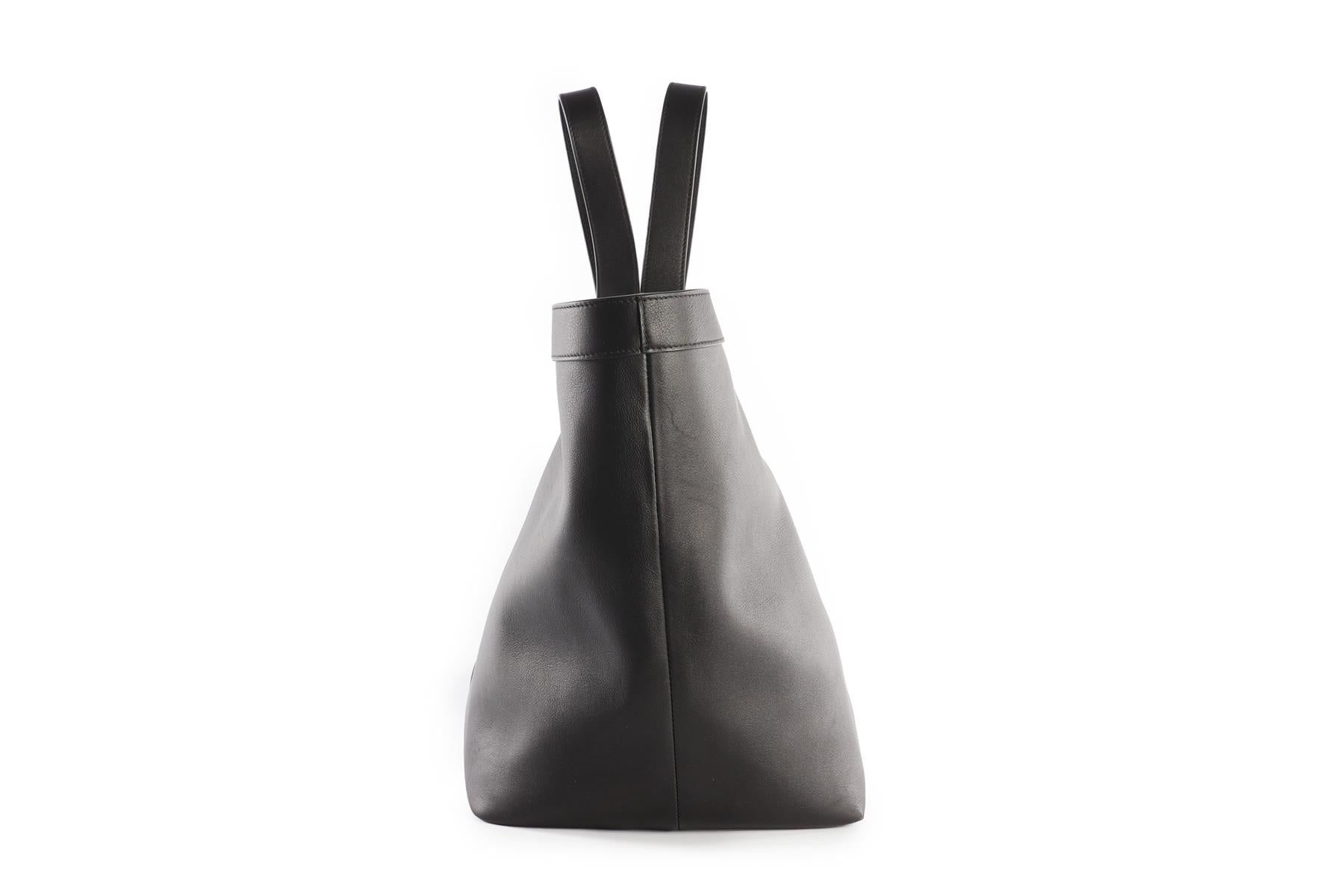 SAINT LAURENT BLACK Y LEATHER TOTE BAG