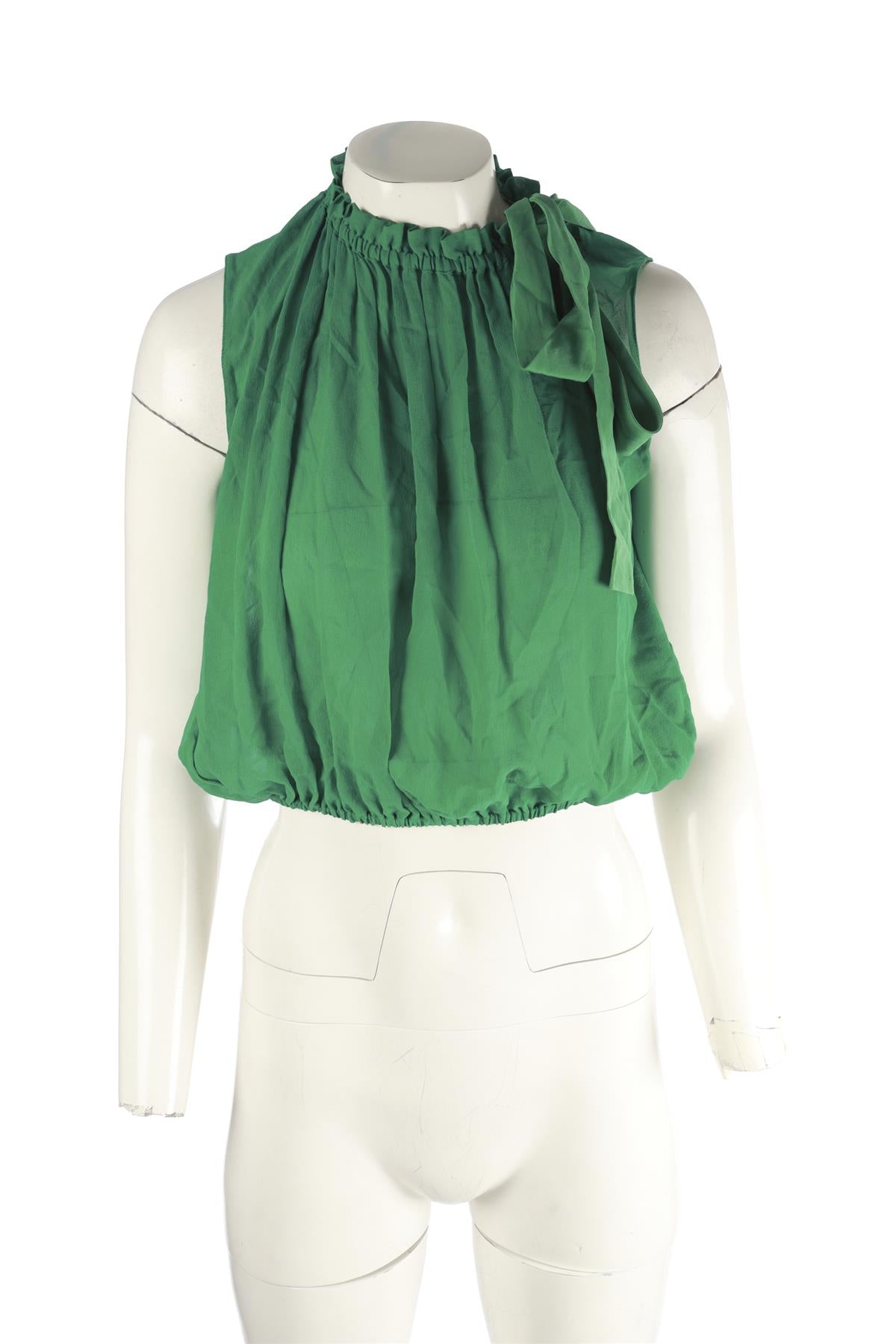 MIU MIU GREEN SILK TOP IT 40 UK 8