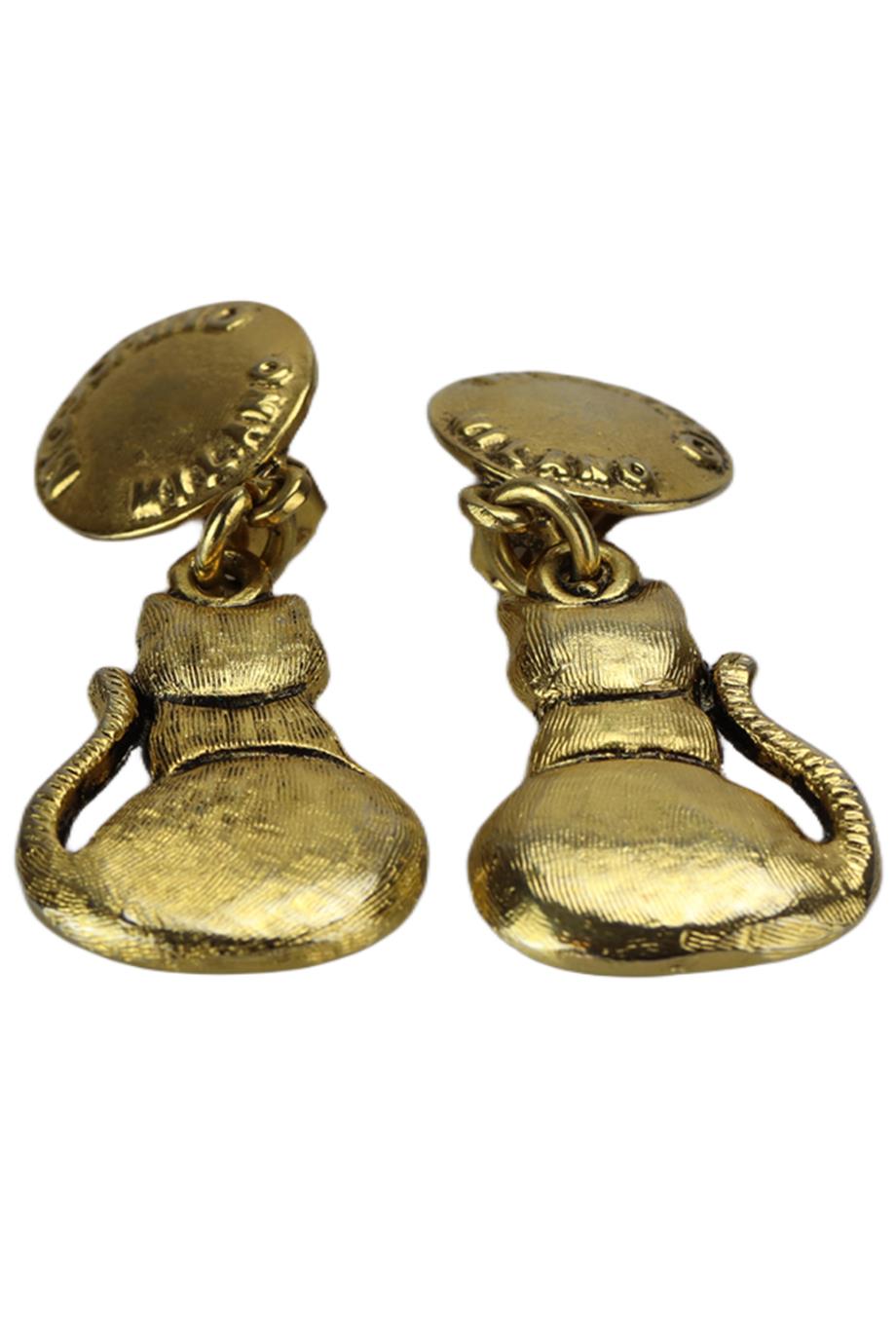 MOSCHINO CAT GOLD TONE CLIP ON EARRINGS
