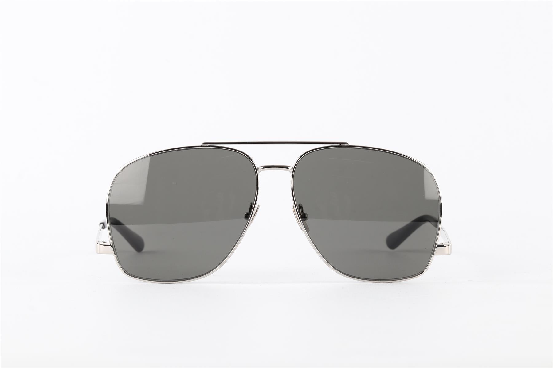 SAINT LAURENT SILVER METAL FRAME SUNGLASSES