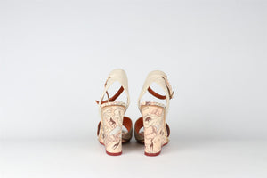 CHARLOTTE OLYMPIA BEIGE CANVAS WEDGE SANDALS EU 36 UK 3 US 6