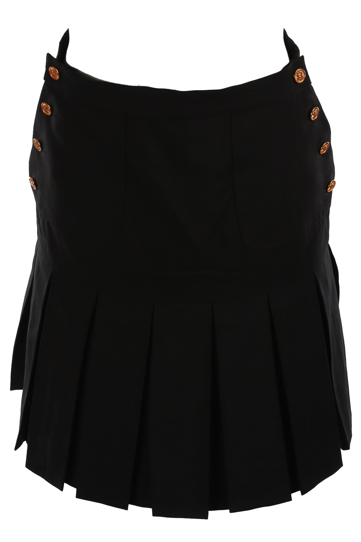 CHANEL BLACK COTTON MINI SKIRT SMALL