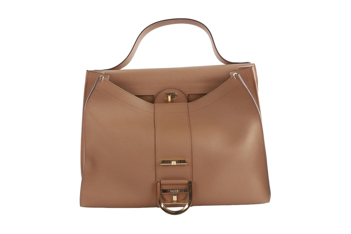 DELVAUX TAN BRILLIANT TEMPO MM LEATHER SHOULDER BAG