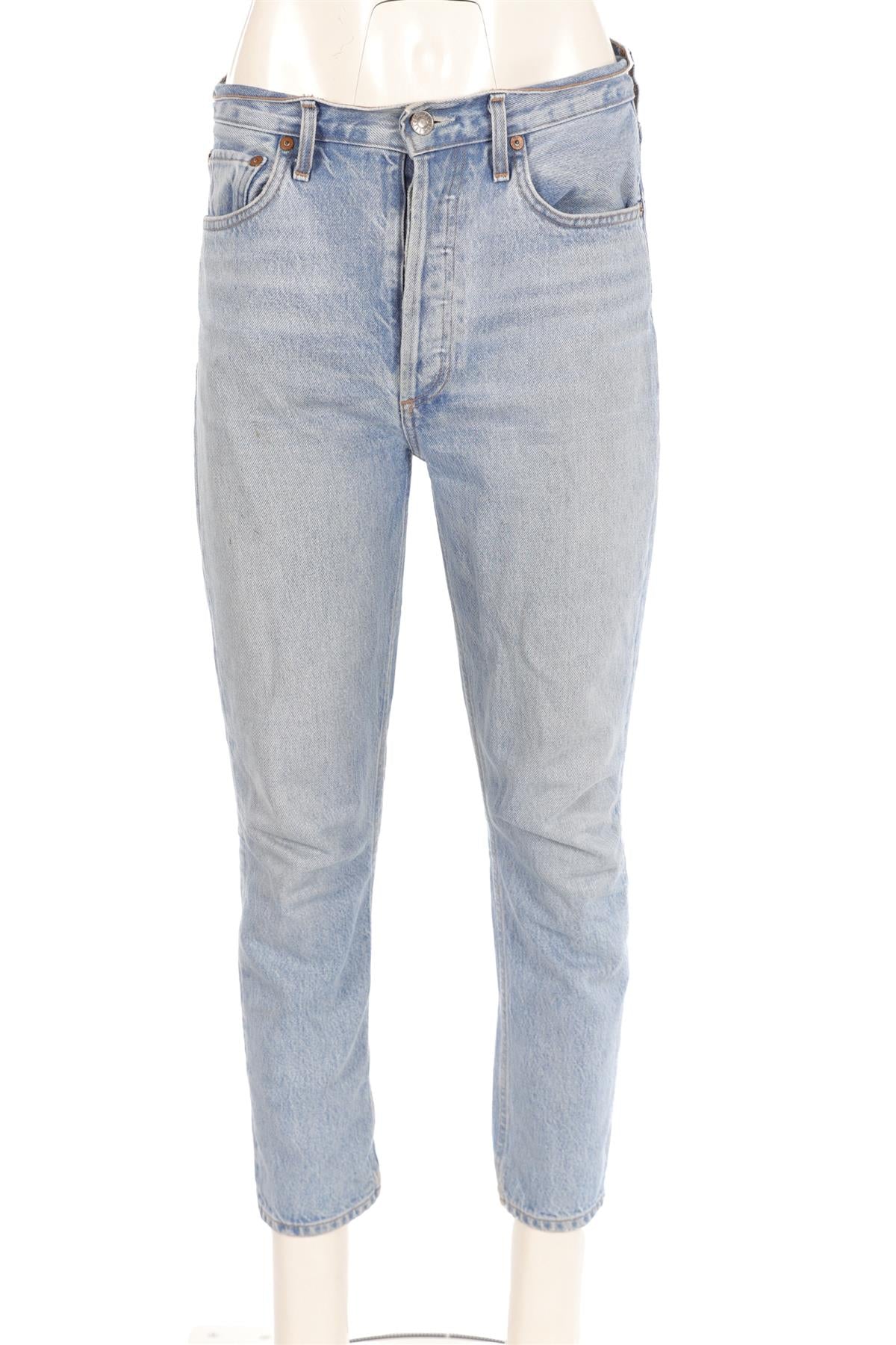 AGOLDE BLUE HIGH RISE STRAIGHT LEG JEANS W27 UK 8-10
