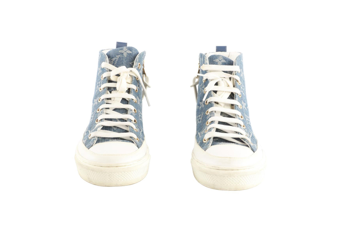 LOUIS VUITTON BLUE STELLAR MONOGRAM DENIM SNEAKERS EU 38 UK 5 US 8
