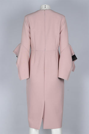 ROKSANDA PINK CREPE MIDI DRESS UK 14