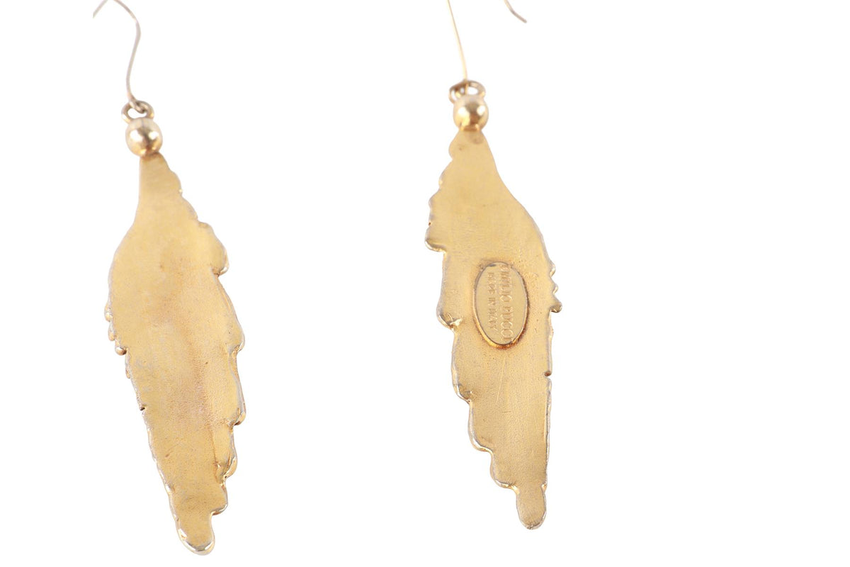 EMILIO PUCCI METALLIC WING GOLD TONE DROP EARRINGS