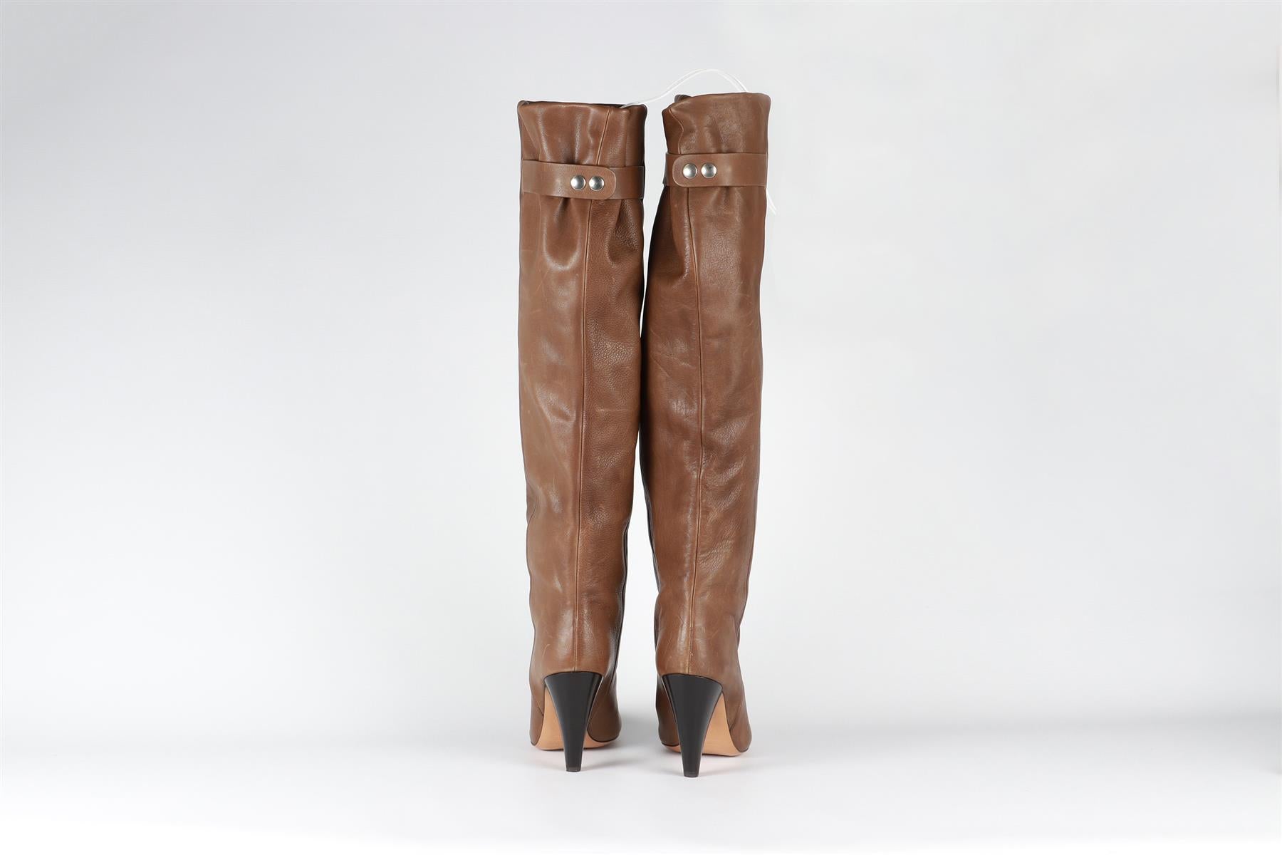 ISABEL MARANT BROWN LEATHER KNEE HIGH BOOTS EU 41 UK 8 US 11