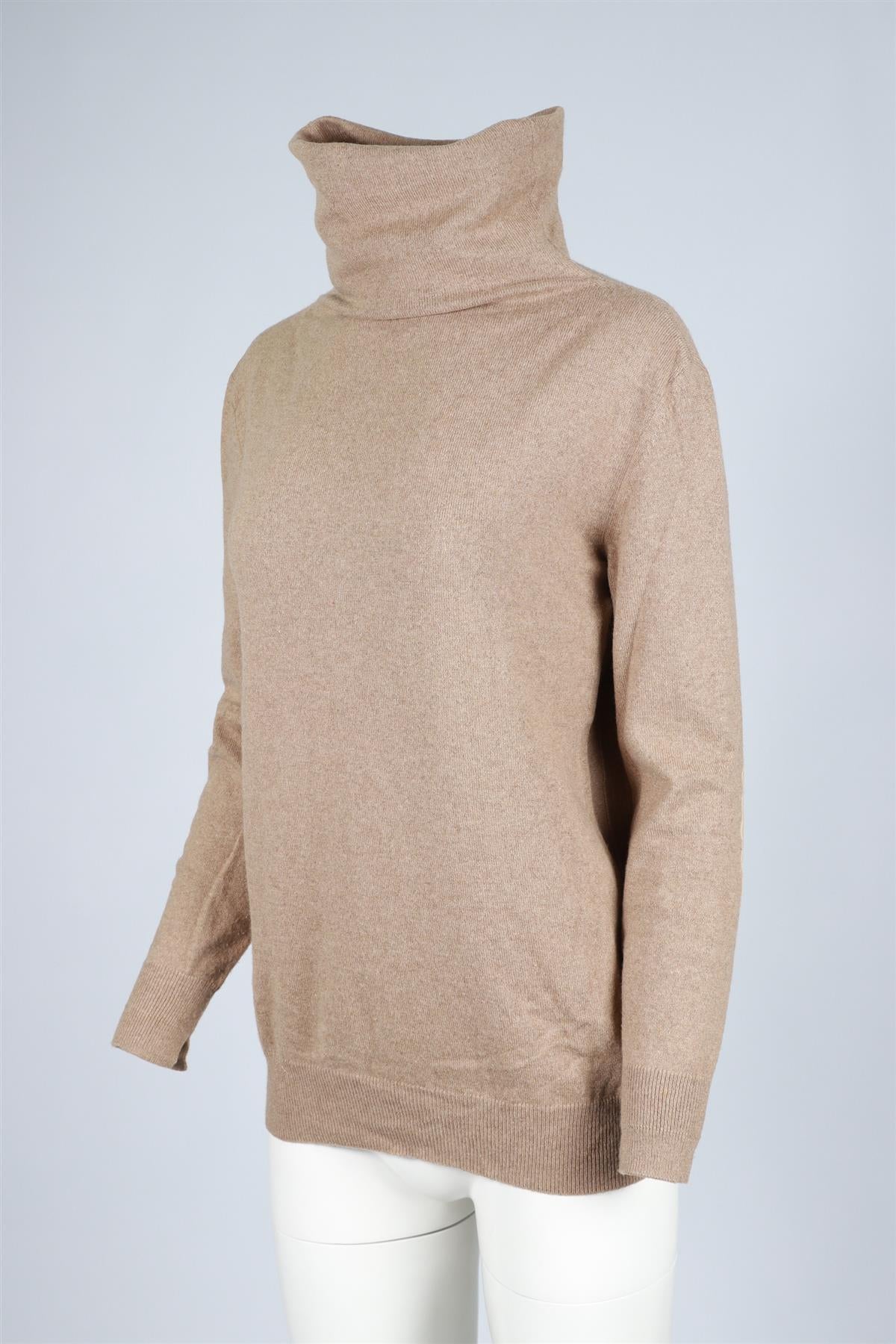 LORO PIANO BROWN CASHMERE TURTLENECK SWEATER LARGE