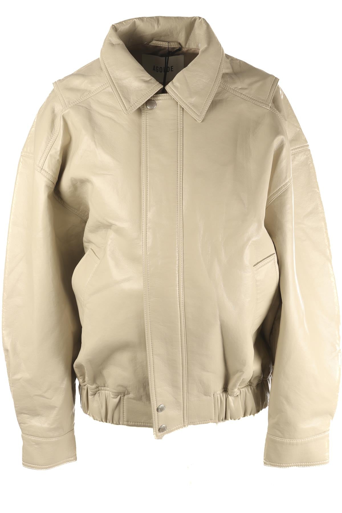 AGOLDE ECRU LEATHER JACKET XSMALL