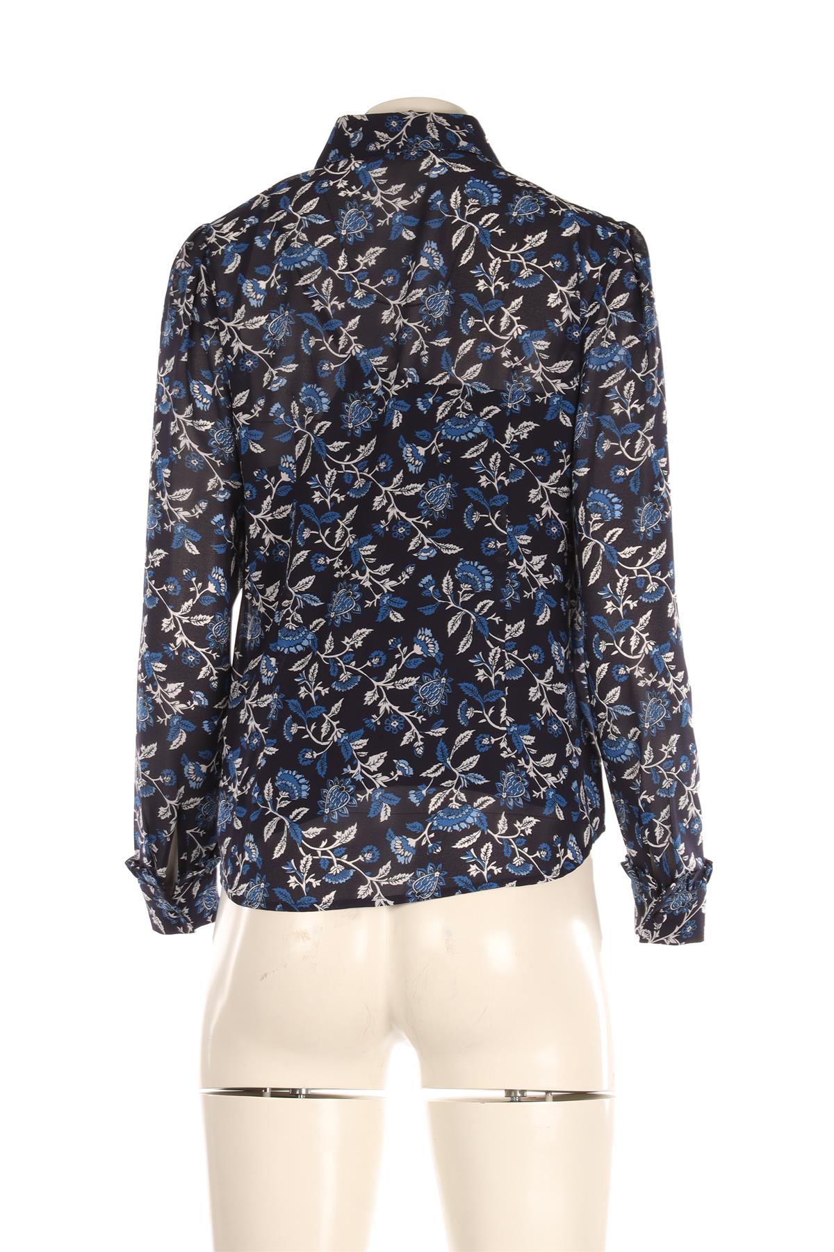 MICHAEL KORS COLLECT BLUE CREPE SHIRT SMALL