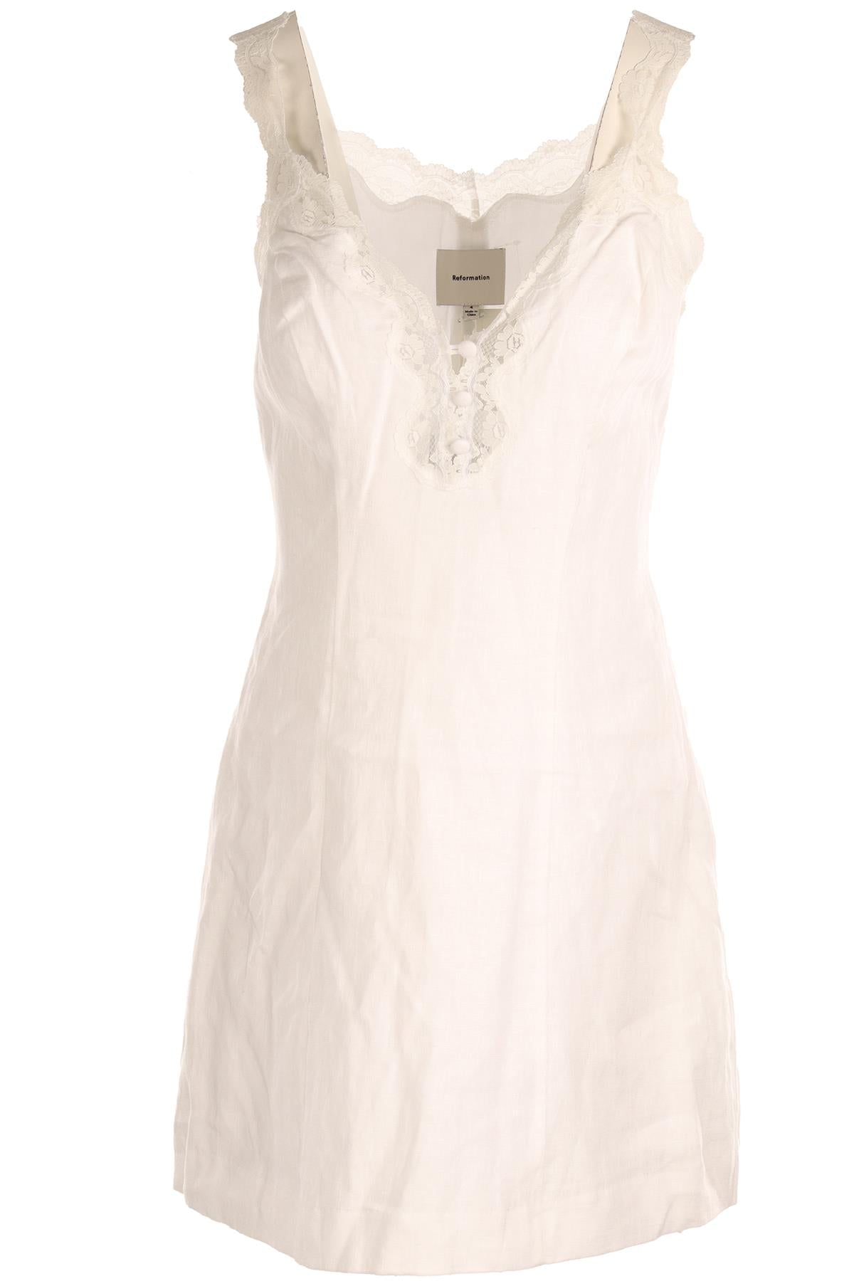 REFORMATION WHITE LINEN MINI DRESS US 4 UK 8