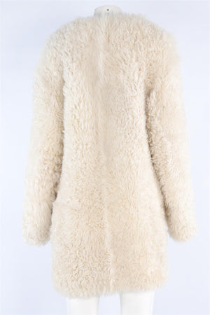 LOULOU STUDIO CREAM SHEARLING COAT SMALL