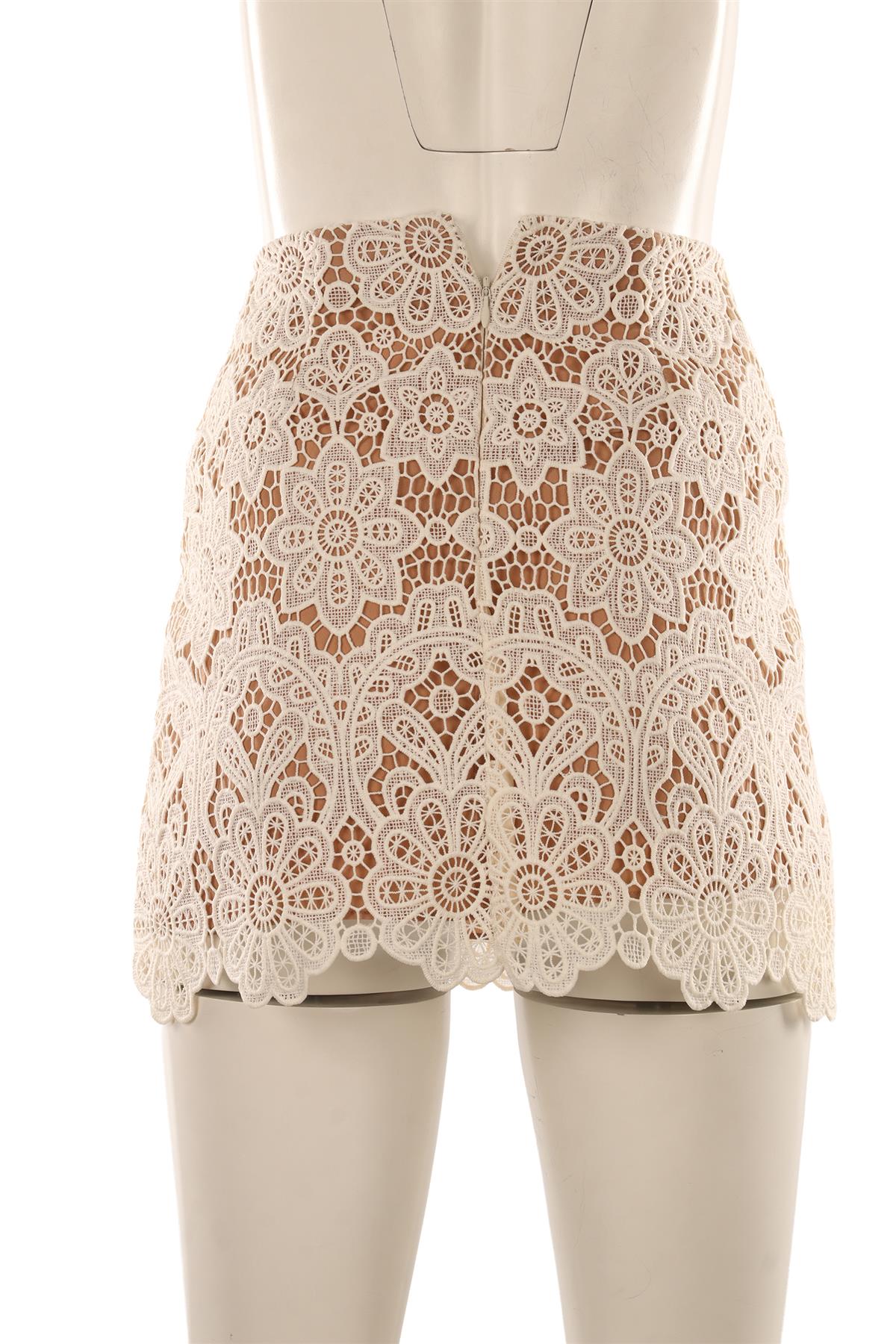 SELF-PORTRAIT IVORY CROCHET MINI SKIRT UK 4