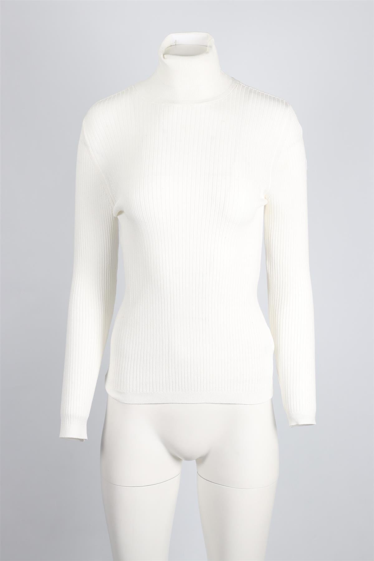 FUSALP WHITE RIBBED KNIT TOP SMALL
