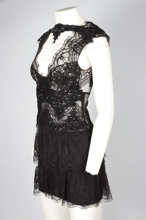 RAQUEL DINIZ BLACK LACE MINI DRESS IT 40 UK 8