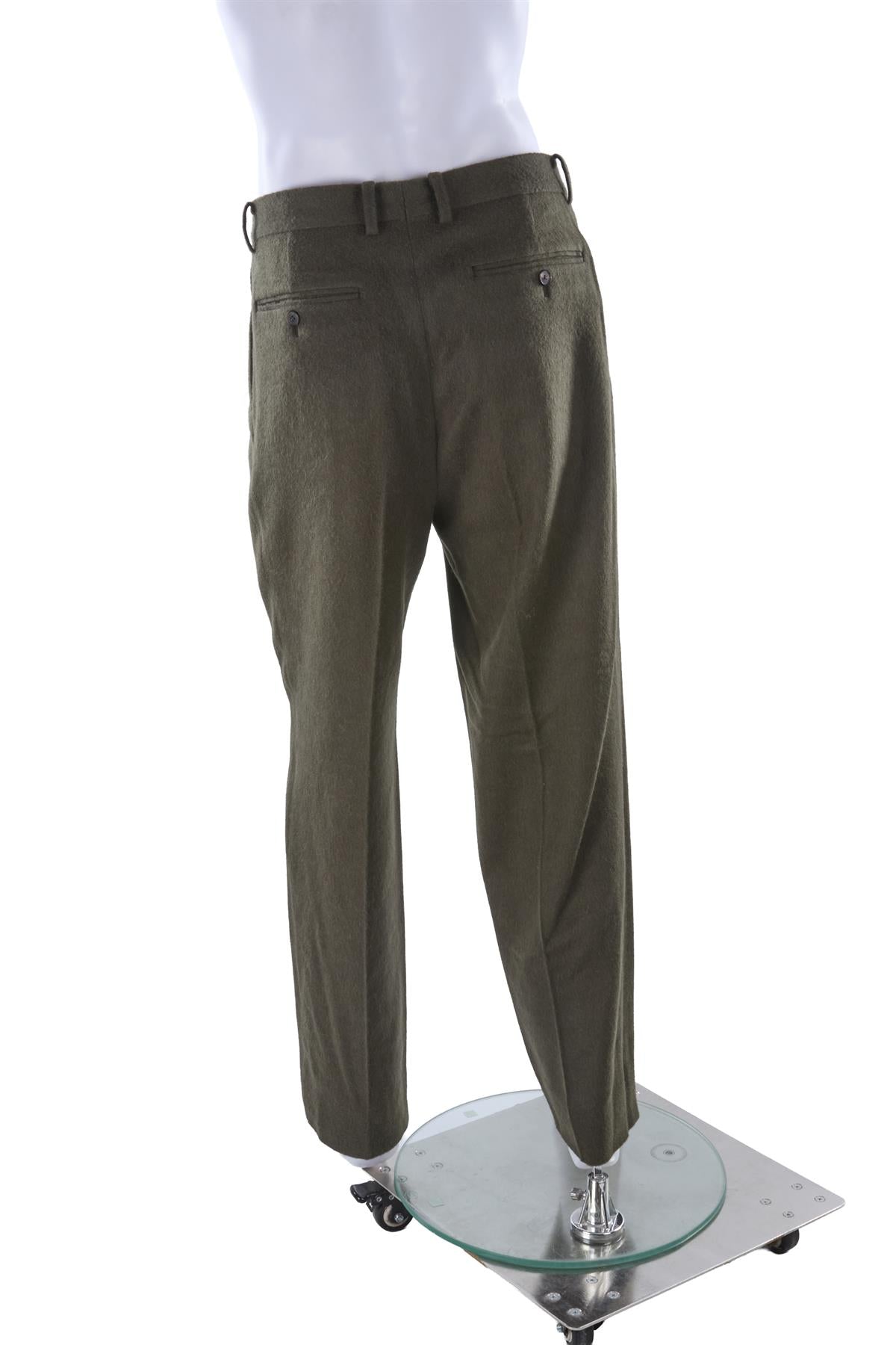 GREEN MEN'S CAMEL HAIR STRAIGHT LEG PANTS