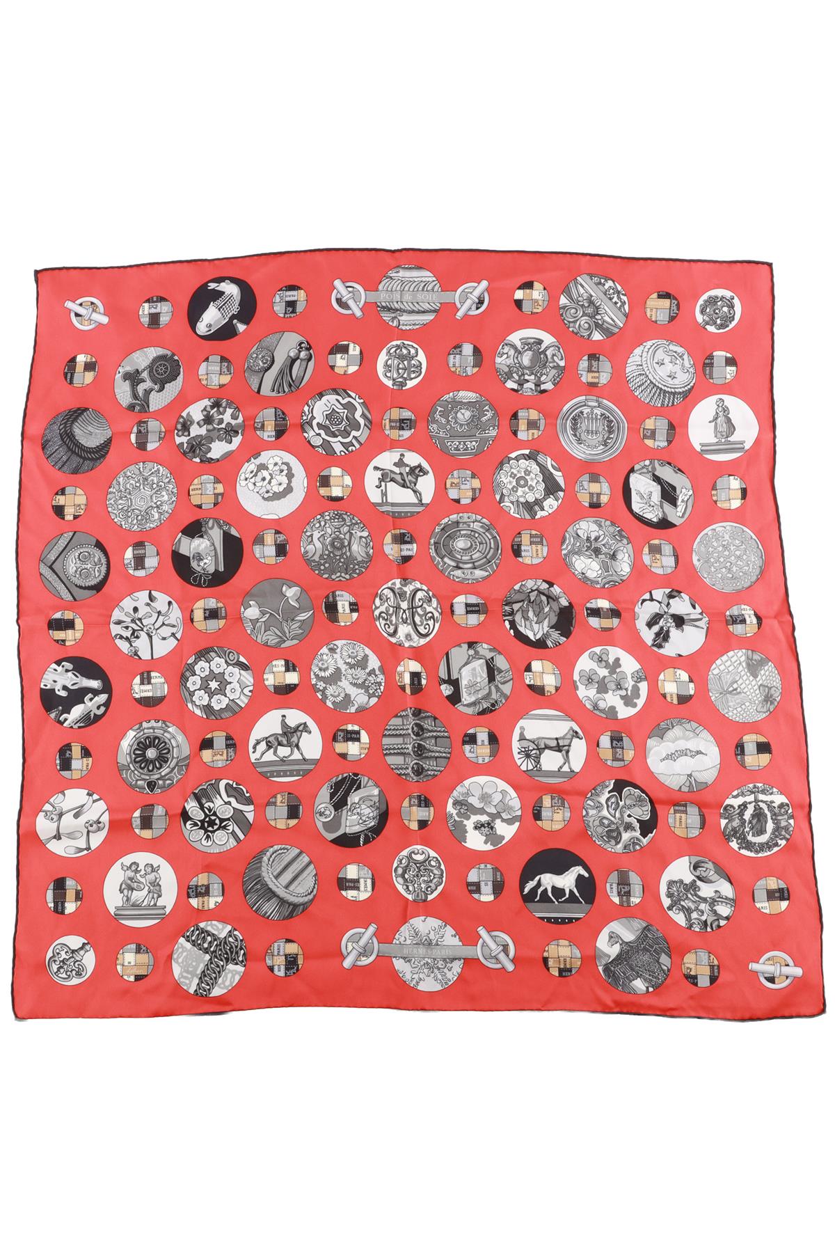 HERMÈS RED POIS DE SOIE SILK SCARF 65CM