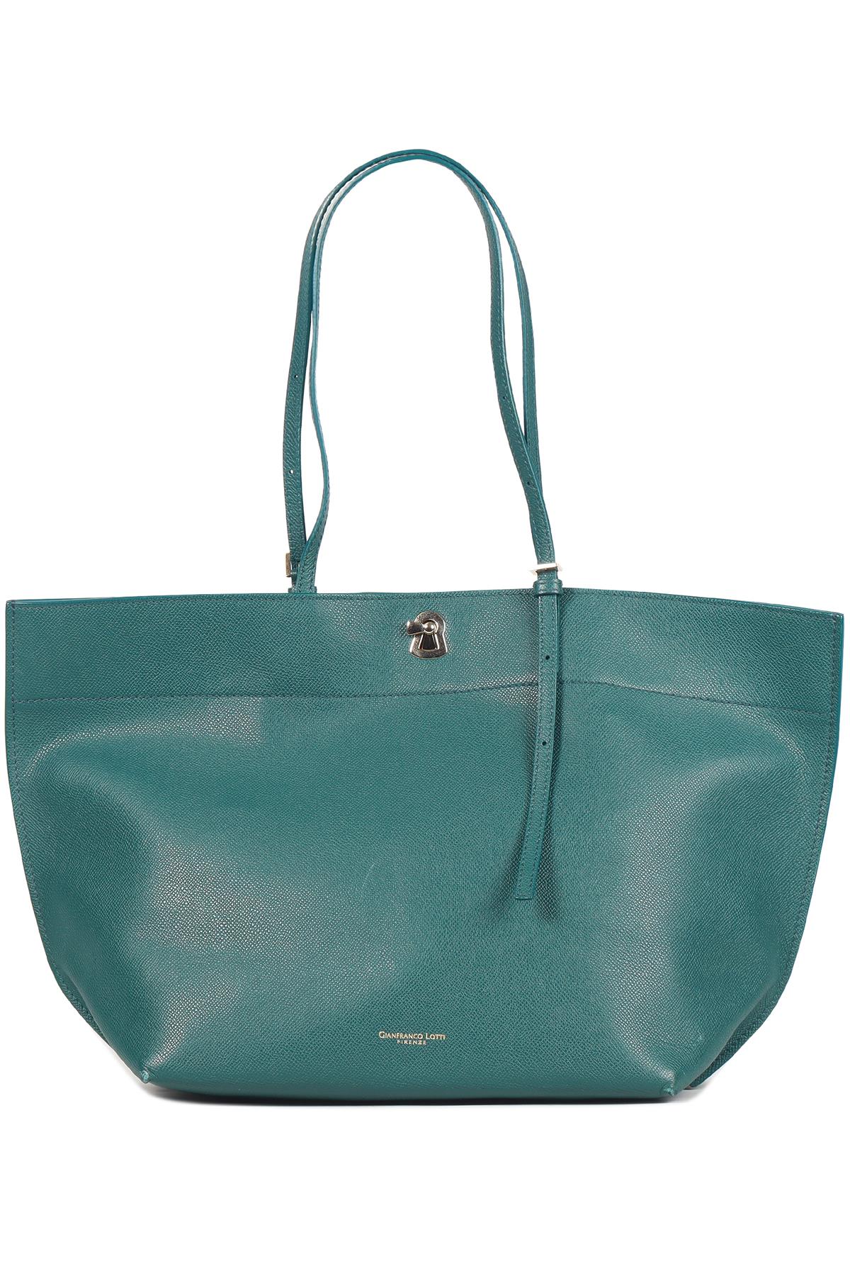 GIANFRANCO LOTTI GREEN LEATHER TOTE BAG