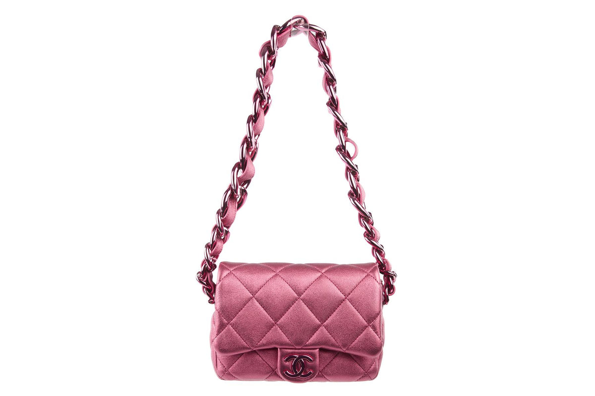 CHANEL PINK 2024 FLAP SMALL QUILTED LEATHER SHOULDER BAG