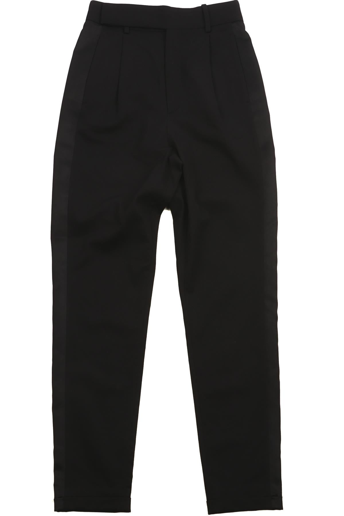 SAINT LAURENT BLACK WOOL TAPERED PANTS FR 34 UK 6