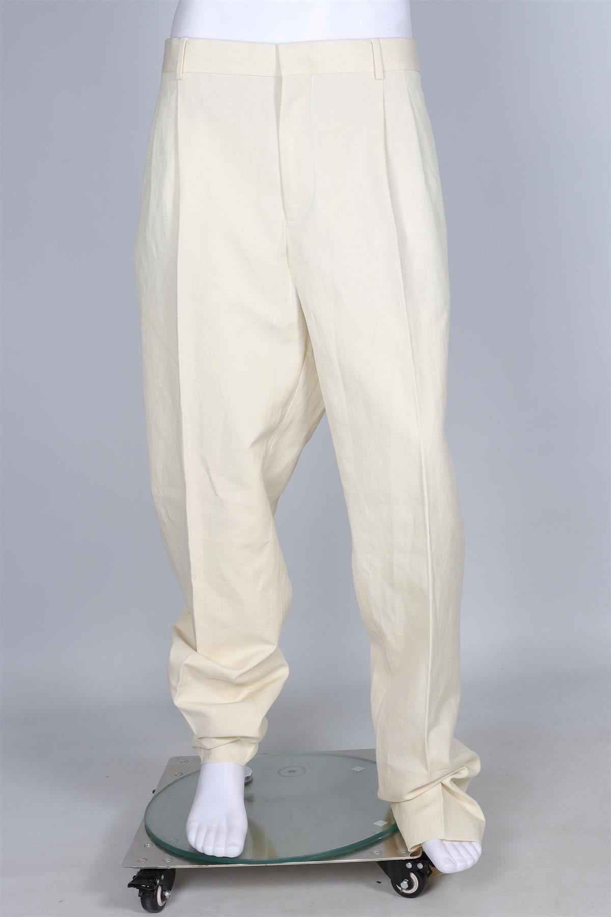 LORO PIANA YELLOW MEN'S COTTON STRAIGHT LEG TROUSERS IT 60 UK/US 42