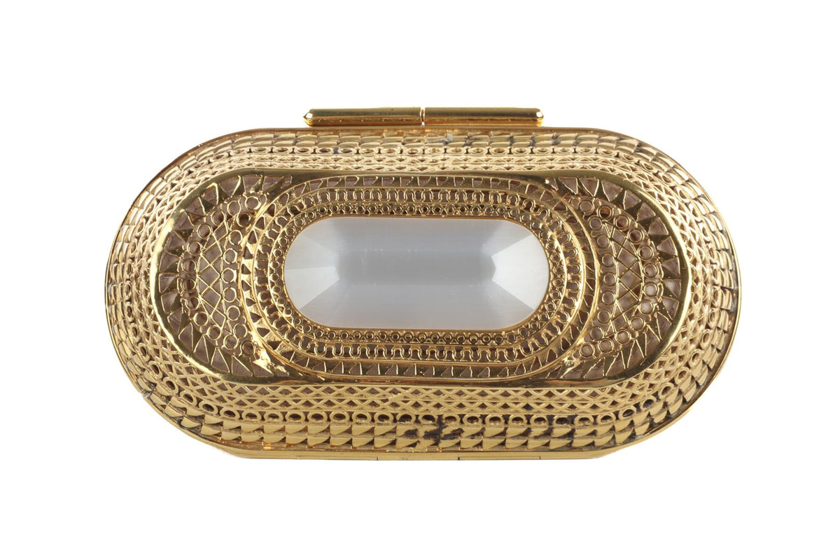 JIMMY CHOO GOLD METAL CLUTCH