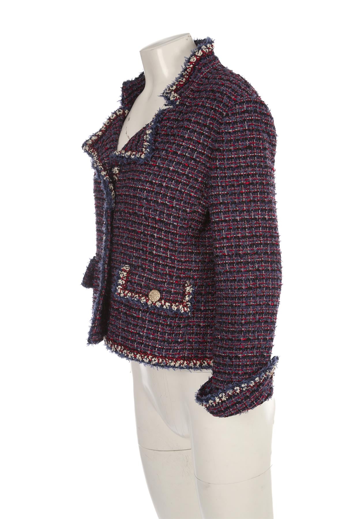 CHANEL NAVY 2012 TWEED JACKET FR 42 UK 14