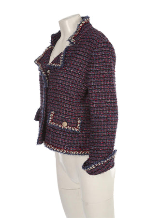 CHANEL NAVY 2012 TWEED JACKET FR 42 UK 14