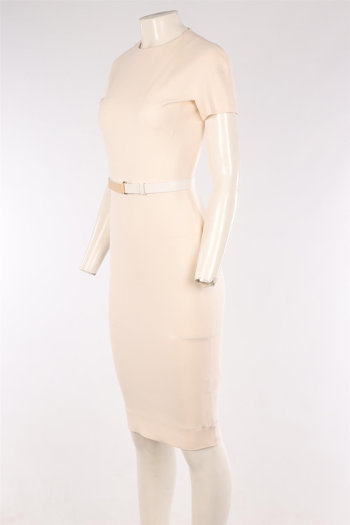 VICTORIA BECKHAM CREAM WOOL MIDI DRESS UK 10