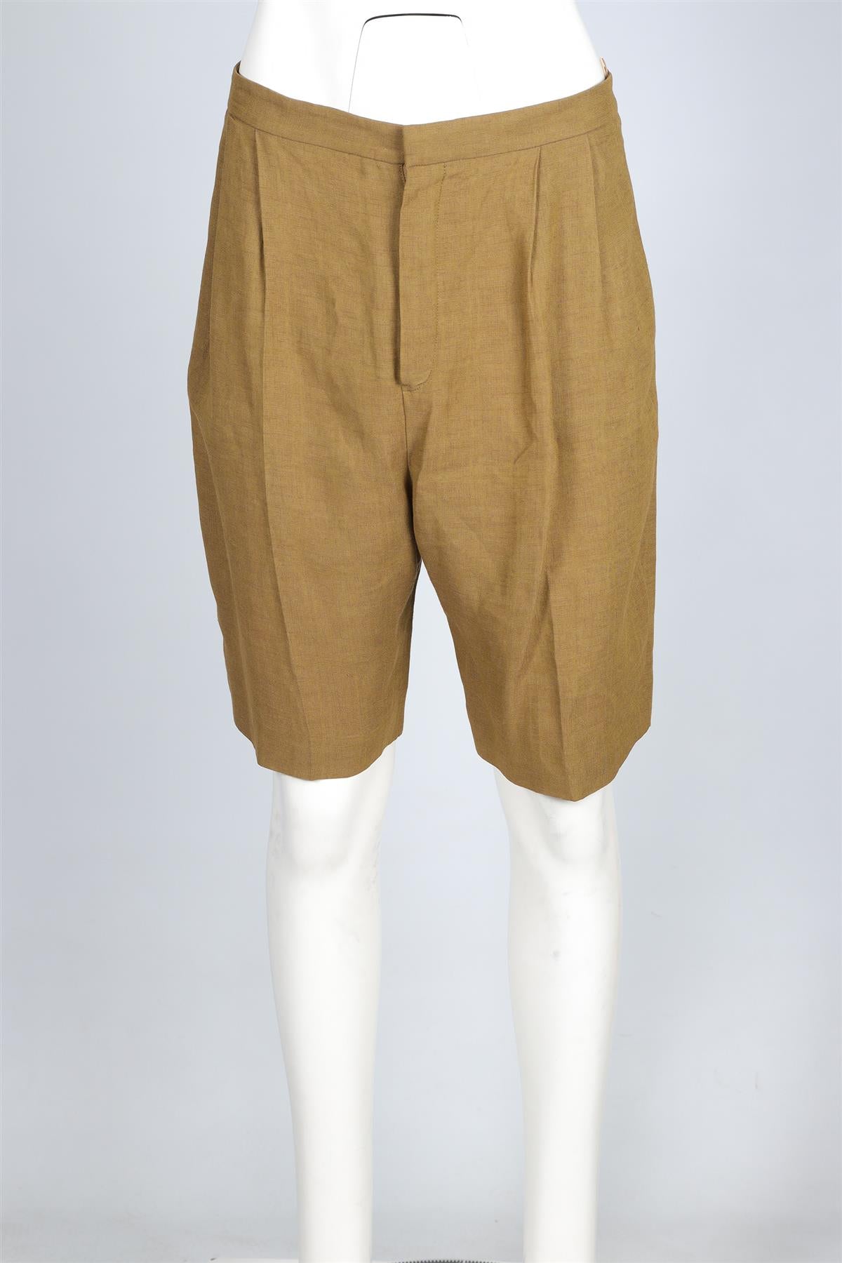 CHLOÉ GREEN LINEN SHORTS FR 40 UK 12