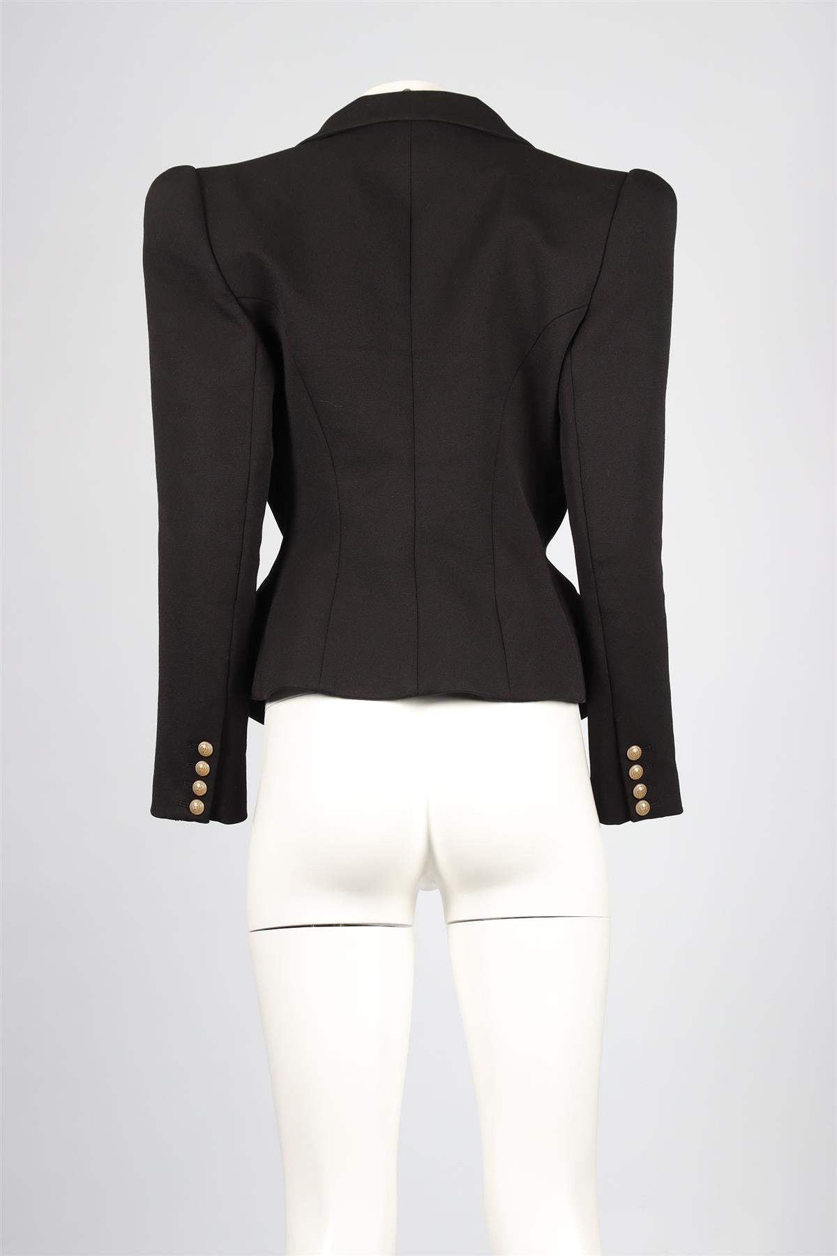 BALMAIN BLACK COTTON BLEND BLAZER FR 44 UK 16