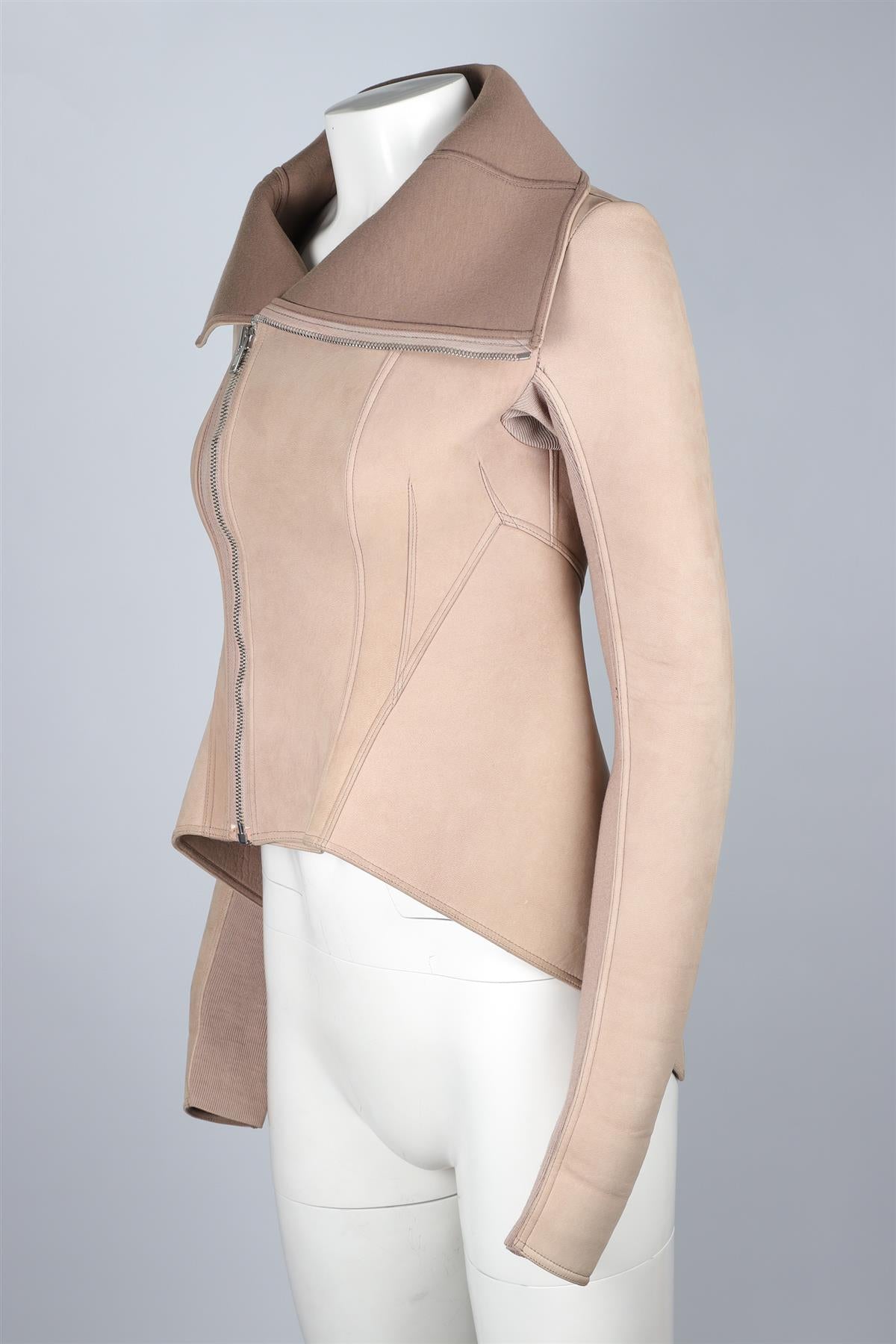 RICK OWENS LILIES BEIGE SUEDE JACKET UK 8