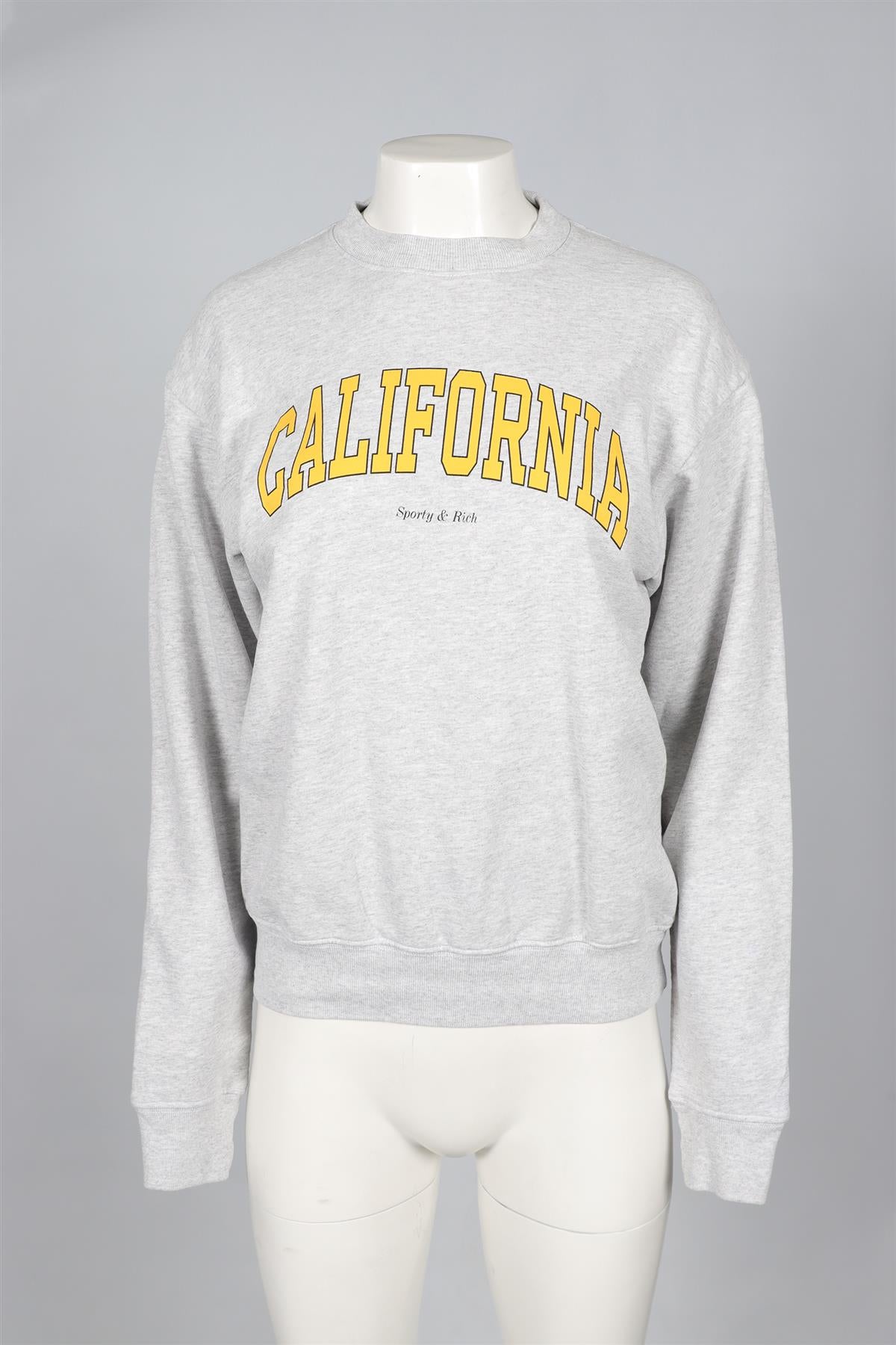SPORTY & RICH GREY COTTON SWEATSHIRT XSMALL