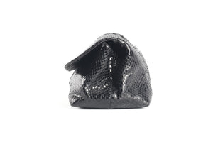 BOTTEGA VENETA BLACK AYER SNAKESKIN CLUTCH