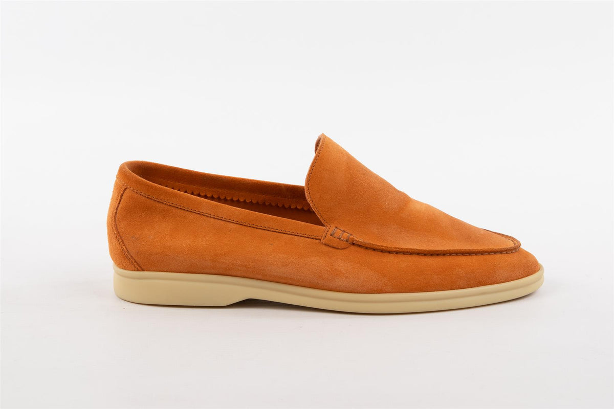 LORO PIANA ORANGE MEN'S SUMMER WALK SUEDE LOAFERS EU 41.5 UK 7.5 US 8.5
