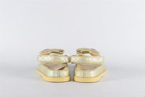 CHANEL YELLOW 2022 DAD QUILTED LEATHER SANDALS EU 38 UK 5 US 8