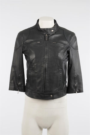 FENDI GREY VINTAGE LEATHER JACKET IT 40 UK 8