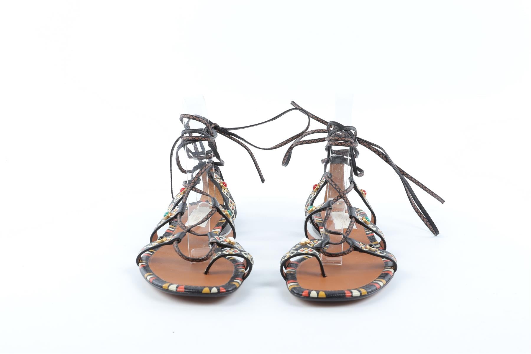 VALENTINO BLACK LEATHER SANDALS EU 37.5 UK 4.5 US 7.5