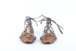 VALENTINO BLACK LEATHER SANDALS EU 37.5 UK 4.5 US 7.5