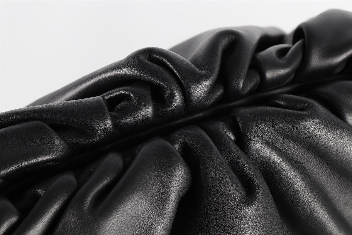 BOTTEGA VENETA BLACK THE POUCH LARGE LEATHER CLUTCH