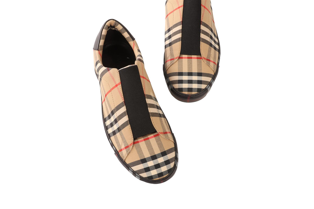 BURBERRY BEIGE MEN'S FABRIC SNEAKERS EU 41.5 UK 8.5 US 11.5