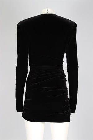 ALEXANDRE VAUTHIER BLACK VELVET MINI DRESS FR 38 UK 10