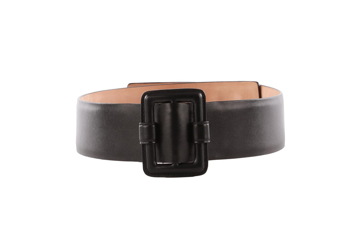 ALAÏA BLACK LEATHER WAIST BELT 70CM
